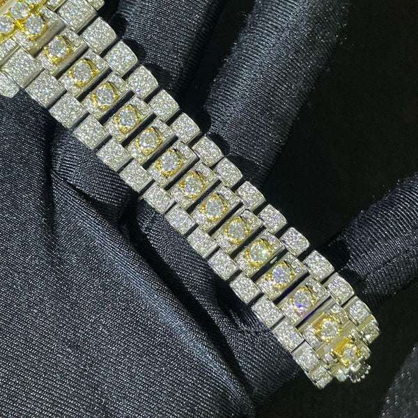 Rolex Daydate VVS Diamond Men Watch, 41mm Dial Yellow Gold Plated Stainless Steel Men Watch For Gift, Fully Iced Out Birthday Gift Watch For Him