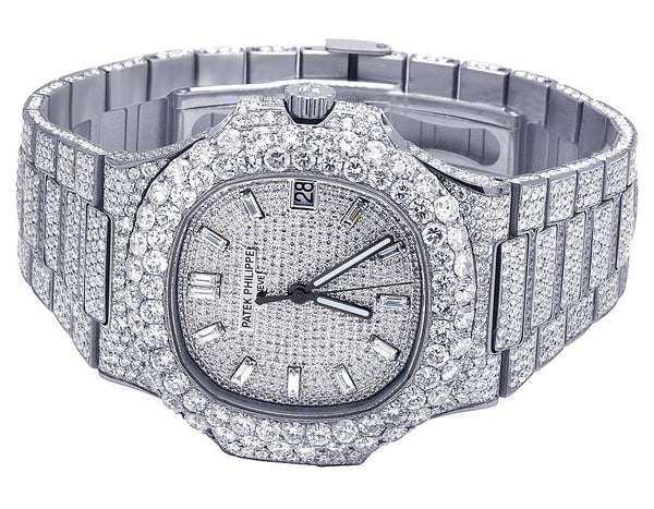 Patek Philippe Round VVS Diamond Men Automatic Watch, Rose Gold Plated Men Watch For Birthday Gift