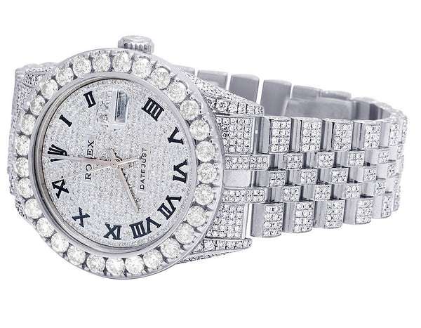 Rolex Datejust Jubilee VVS Diamond Men Watch, White 36mm Dial White Gold Plated Stainless Steel Men Watch For Gift, Fully Iced Out Birthday Gift Watch For Him