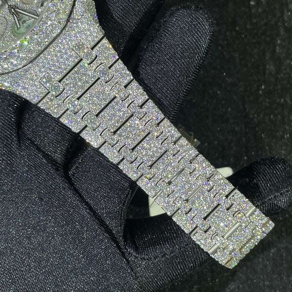 Audemars Piguet Full Iced Out VVS Diamond Men Watch, Stainless Steel All Chronograph Working White Gold Plated 42mm Men Watch