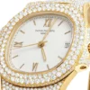 Patek Philippe Geneve Round VVS Diamond Men Automatic Watch, Yellow Gold Plated Men Watch For Birthday Gift
