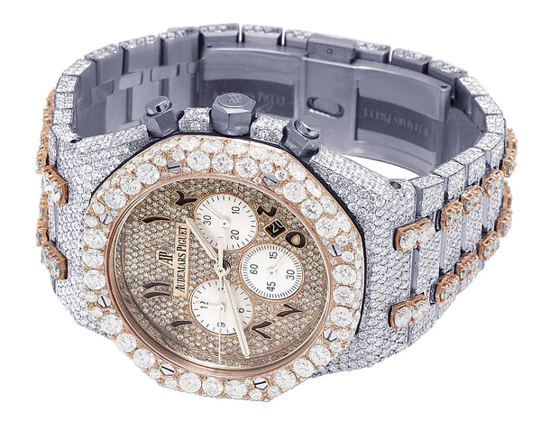 Audemars Piguet Full Iced Out VVS Diamond Men Watch, Stainless Steel All Chronograph Working 2 Tone Gold Plated Arabic 42mm Men Watch