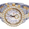 Rolex Yatch Master Round VVS Diamond Iced Out Men Watch, White 42mm Dial Yellow & White Gold 2 Tone Plated Stainless Steel Men Watch For Gift, Fully Iced Out Birthday Gift Watch For Him