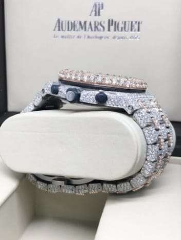 Audemars Piguet Full Iced Out VVS Diamond Men Watch, Stainless Steel All Chronograph Working 2 Tone Gold Plated 42mm Men Watch