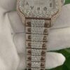 Cartier Santos VVS Diamond Iced Out Men Watch, Stainless Steel 2 Tone Gold Plated Men Watch For Birthday Gift