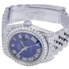 Rolex Datejust Jubilee VVS Diamond Men Watch, Blue 40mm Dial White Gold Plated Stainless Steel Men Watch For Gift, Fully Iced Out Birthday Gift Watch For Him