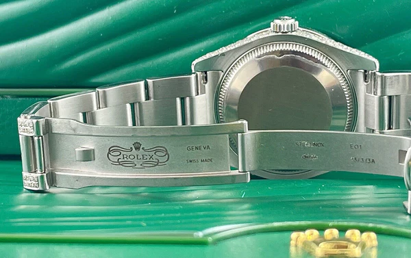 Rolex Datejust Blue Dial White VVS Diamond Iced Out Men Watch, 41mm Dial White Gold Plated Stainless Steel Men Watch For Gift, Fully Iced Out Birthday Gift Watch For Him