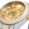 Rolex Sky Dweller Round VVS Diamond Men Watch, 42mm Dial Yellow & White Gold 2 Tone Plated Stainless Steel Men Watch For Gift, Fully Iced Out Birthday Gift Watch For Him