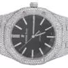 Audemars Piguet Full Iced Out VVS Moissanite Diamond Men Watch, Stainless Steel White Gold Black Face 42mm Men Watch
