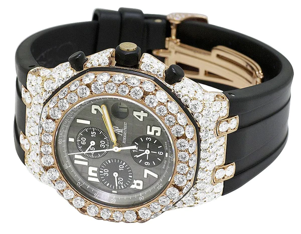 Audemars Piguet Full Iced Out VVS Diamond Men Watch, Silicon Band All Chronology Working 42mm Men Watch
