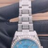Rolex Datejust Turquoise VVS Diamond Iced Out Men Watch, 41mm Dial White Gold Plated Stainless Steel Men Watch For Gift, Fully Iced Out Birthday Gift Watch For Him