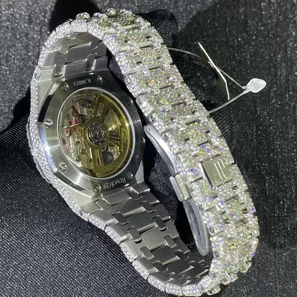 Audemars Piguet Full Iced Out VVS Moissanite Diamond Men Watch, Stainless Steel White Gold 42mm Men Watch