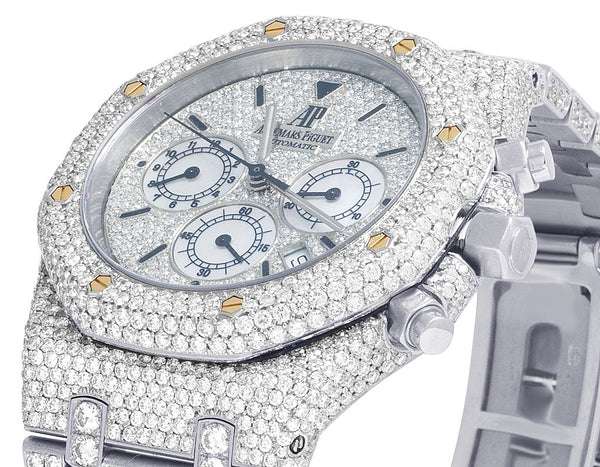 Audemars Piguet Full Iced Out VVS Diamond Men Watch, Stainless Steel White Gold Plated All Chronograph Working 42mm Men Watch