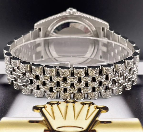 Rolex Datejust Jubilee VVS Diamond Men Watch, 41mm Dial White Gold Plated Stainless Steel Men Watch For Gift, Fully Iced Out Birthday Gift Watch For Him