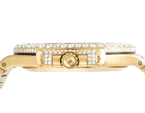 Patek Philippe Geneve Round VVS Diamond Men Automatic Watch, Yellow Gold Plated Men Watch For Birthday Gift