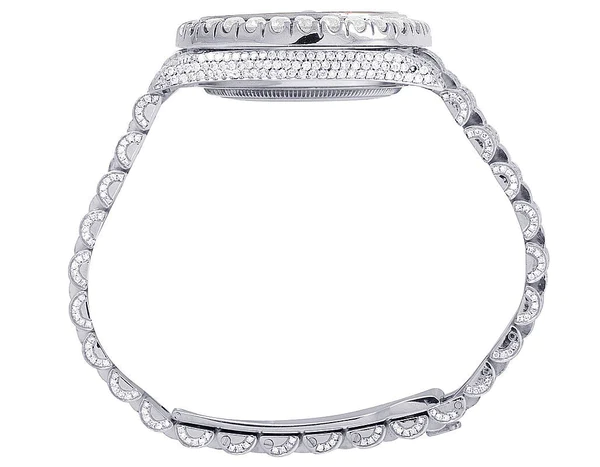 Rolex Datejust Jubilee VVS Diamond Men Watch, White 36mm Dial White Gold Plated Stainless Steel Men Watch For Gift, Fully Iced Out Birthday Gift Watch For Him