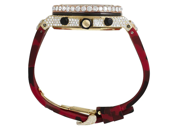 Audemars Piguet Full Iced Out VVS Diamond Men Watch, Red Army Silicon Band All Chronology Working 42mm Men Watch