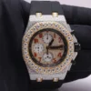 Audemars Piguet Full Iced Out VVS Diamond Men Watch, Black Silicon Band All Chronology Working 42mm Men Watch