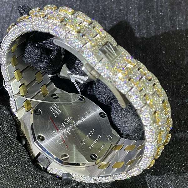 Audemars Piguet Full Iced Out VVS Diamond Men Watch, Stainless Steel All Chronograph Working 42mm Men Watch, White & Yellow Gold Plated Birthday Gift Watch