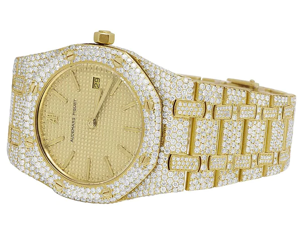 Audemars Piguet Full Iced Out VVS Diamond Men Watch, Stainless Steel Yellow Gold Plated 42mm Men Watch