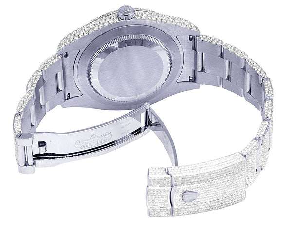 Rolex Datejust Jubilee VVS Diamond Men Watch, Black 36mm Dial White Gold Plated Stainless Steel Men Watch For Gift, Fully Iced Out Arabic Birthday Gift Watch For Him