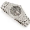 Audemars Piguet Skeleton VVS Diamond Fully Iced Out Men Watch, Stainless Steel Skeleton White Gold Plated VVS Diamond Watch For Men