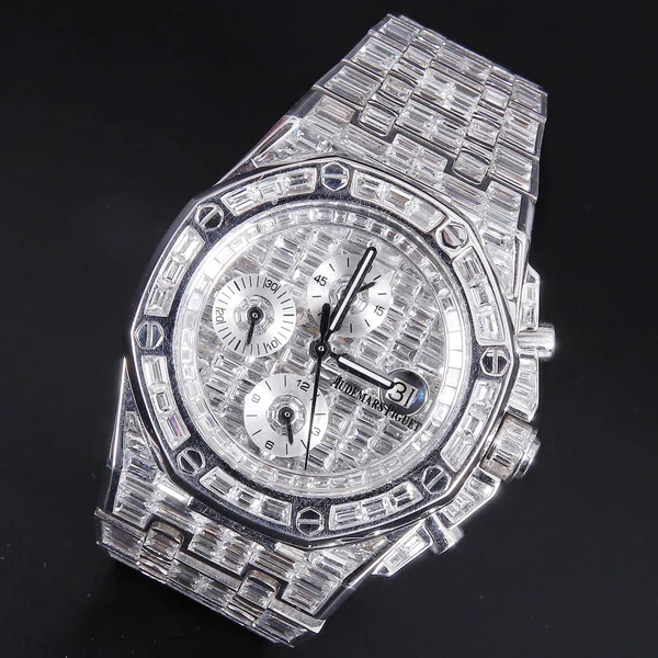 6_e4a5071a-f691-4110-a428-8e3f8e690189_600x600 Audemars Piguet Full Iced Out VVS Baguette Diamond Men Watch, Stainless Steel All Chronology Working White Gold Plated 42mm Men Watch
