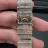 Cartier Santos Baguette VVS Diamond Men Watch, Stainless Steel Rose Gold Plated Men Watch For Birthday Gift