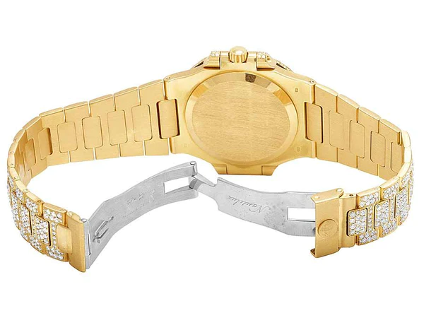 Patek Philippe Geneve Round VVS Diamond Men Automatic Watch, Yellow Gold Plated Men Watch For Birthday Gift