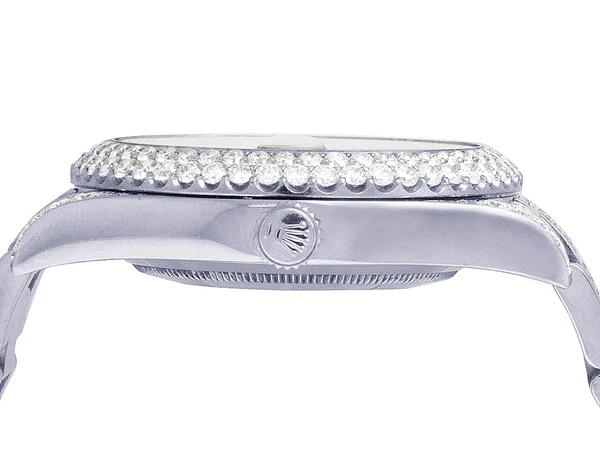 Rolex Datejust VVS Diamond Men Watch, Black 40mm Dial White Gold Plated Stainless Steel Men Watch For Gift, Fully Iced Out Birthday Gift Watch For Him