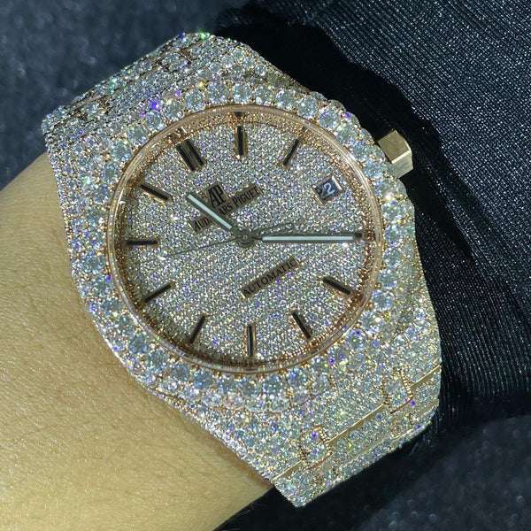 Audemars Piguet Full Iced Out VVS Diamond Men Watch, Stainless Steel Rose Gold 42mm Men Watch