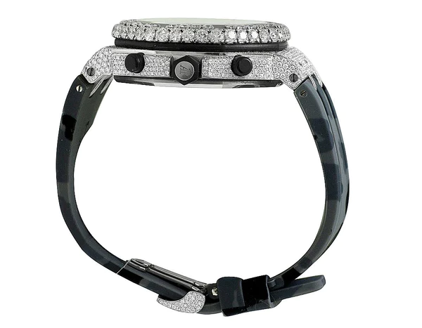 Audemars Piguet Full Iced Out VVS Diamond Men Watch, Silicon Army Band All Chronology Working 42mm Men Watch