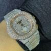 Patek Philippe Geneve Round VVS Diamond Men Automatic Watch, White & Rose Gold Plated Men Watch For Birthday Gift