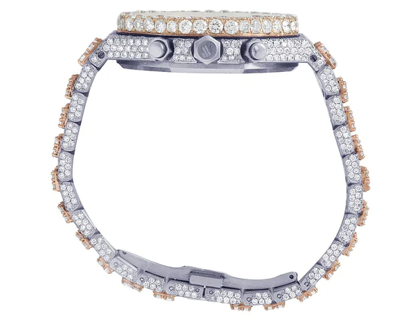 Audemars Piguet Full Iced Out VVS Diamond Men Watch, Stainless Steel All Chronograph Working 2 Tone Gold Plated Arabic 42mm Men Watch