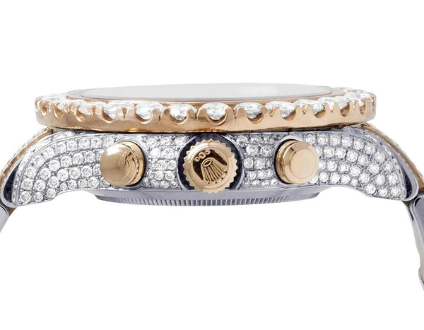 Rolex Yatch Master Round VVS Diamond Iced Out Men Watch, White 42mm Dial Rose & White Gold 2 Tone Plated Stainless Steel Men Watch For Gift, Fully Iced Out Birthday Gift Watch For Him