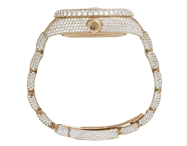 Rolex Sky Dweller Round VVS Diamond Men Watch, 42mm Dial Rose Gold Plated Stainless Steel Men Watch For Gift, Fully Iced Out Birthday Gift Watch For Him