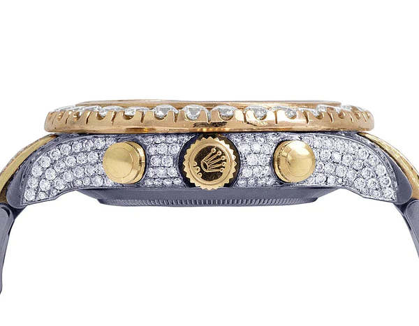 Rolex Yatch Master Round VVS Diamond Iced Out Men Watch, White 42mm Dial Yellow & White Gold 2 Tone Plated Stainless Steel Men Watch For Gift, Fully Iced Out Birthday Gift Watch For Him