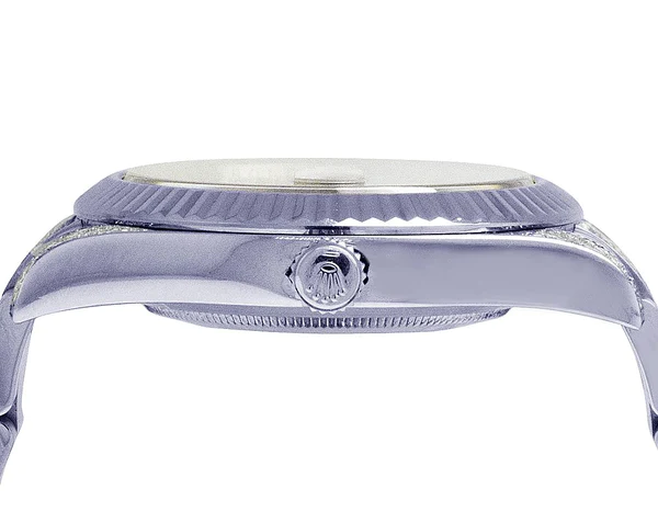 Rolex Datejust Round VVS Diamond Men Watch, Black 40mm Dial White Gold Plated Stainless Steel Men Watch For Gift, Fully Iced Out Birthday Gift Watch For Him