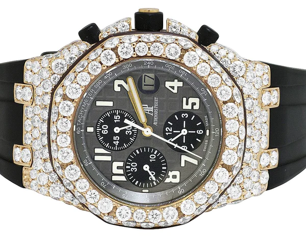 Audemars Piguet Full Iced Out VVS Diamond Men Watch, Silicon Band All Chronology Working 42mm Men Watch