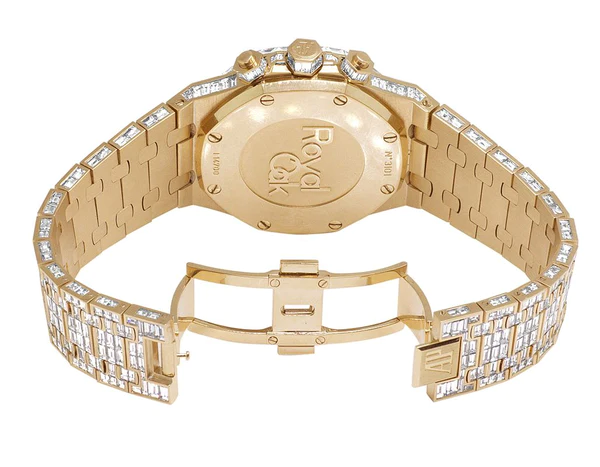 Audemars Piguet Full Iced Out VVS Baguette Diamond Men Watch, Stainless Steel All Chronology Working Rose Gold Plated 42mm Men Watch