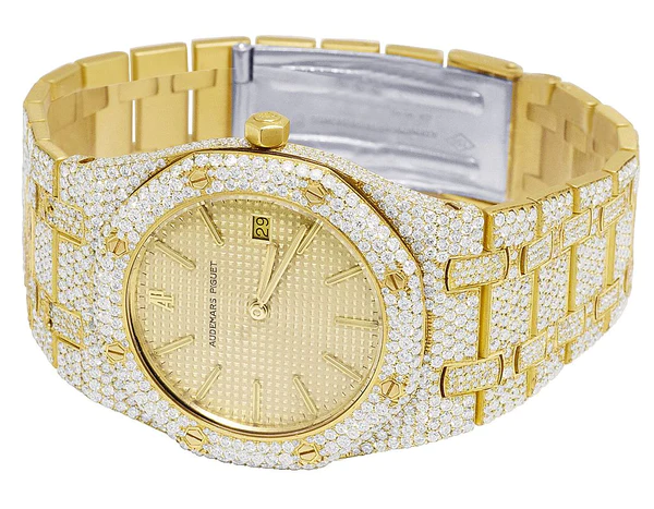Audemars Piguet Full Iced Out VVS Diamond Men Watch, Stainless Steel Yellow Gold Plated 42mm Men Watch
