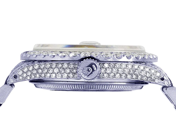 Rolex Datejust Jubilee VVS Diamond Men Watch, Black 36mm Dial White Gold Plated Stainless Steel Men Watch For Gift, Fully Iced Out Birthday Gift Watch For Him