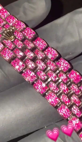 Rolex Datejust Jubilee Pink Sapphire Diamond Men Watch, 41mm Dial Gold Plated Stainless Steel Men Watch For Gift, Fully Iced Out Birthday Gift Watch For Him