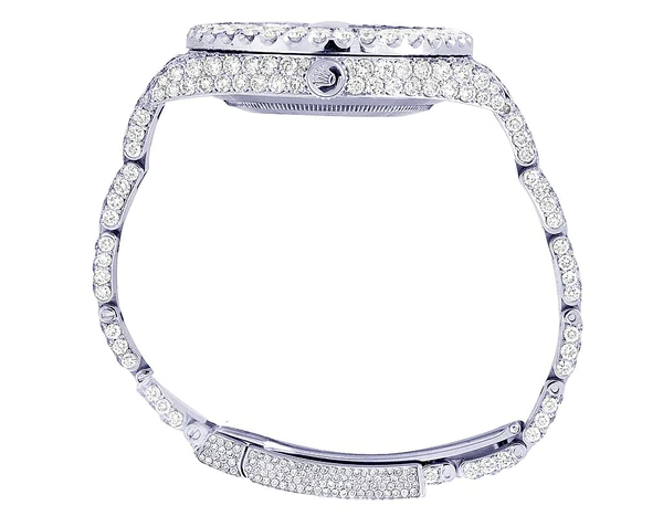 Rolex Datejust VVS Diamond Men Watch, White 40mm Dial White Gold Plated Stainless Steel Men Watch For Gift, Fully Iced Out Birthday Gift Watch For Him