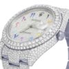 Rolex Datejust Jubilee VVS Diamond Men Watch, Black 36mm Dial White Gold Plated Stainless Steel Men Watch For Gift, Fully Iced Out Arabic Birthday Gift Watch For Him