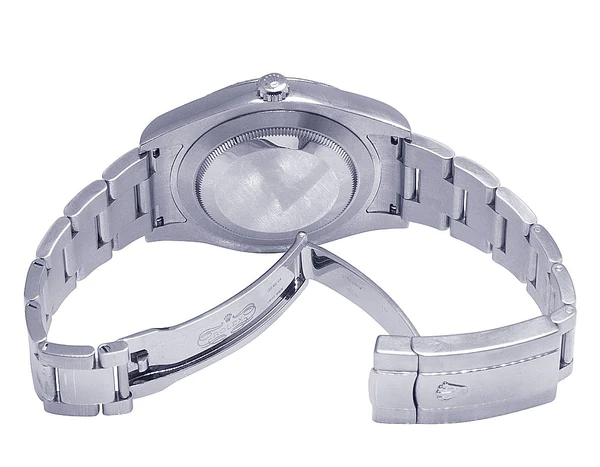 Rolex Datejust Round VVS Diamond Men Watch, White 40mm Dial White Gold Plated Stainless Steel Men Watch For Gift, Fully Iced Out Arabic Birthday Gift Watch For Him