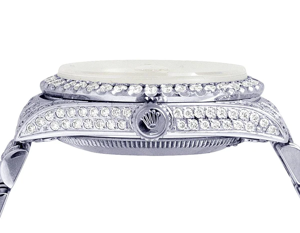 Rolex Datejust Jubilee VVS Diamond Men Watch, Blue 40mm Dial White Gold Plated Stainless Steel Men Watch For Gift, Fully Iced Out Birthday Gift Watch For Him