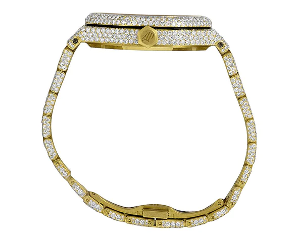 Audemars Piguet Full Iced Out VVS Diamond Men Watch, Stainless Steel Yellow Gold Plated 42mm Men Watch