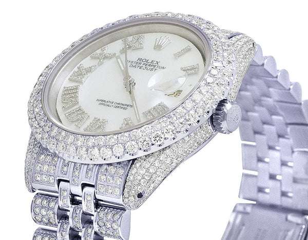 Rolex Datejust Jubilee VVS Diamond Men Watch, 40mm White Gold Plated Stainless Steel Men Watch For Gift, Birthday Gift Watch For Him