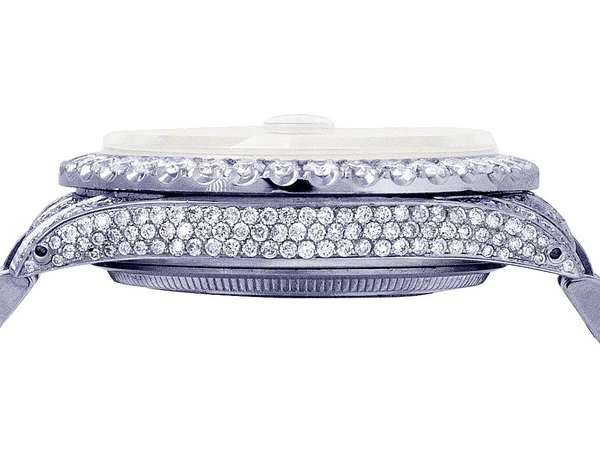 Rolex Datejust Jubilee VVS Diamond Men Watch, Red 40mm Dial White Gold Plated Stainless Steel Men Watch For Gift, Fully Iced Out Birthday Gift Watch For Him